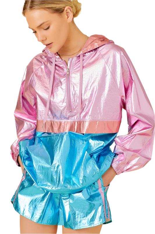 Metallic windbreaker jacket hotsell