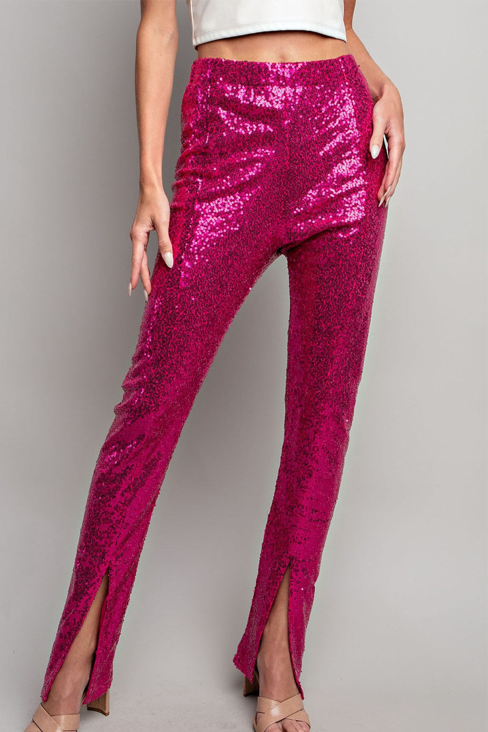 Sequin High Waisted Slit Pant – The b Store