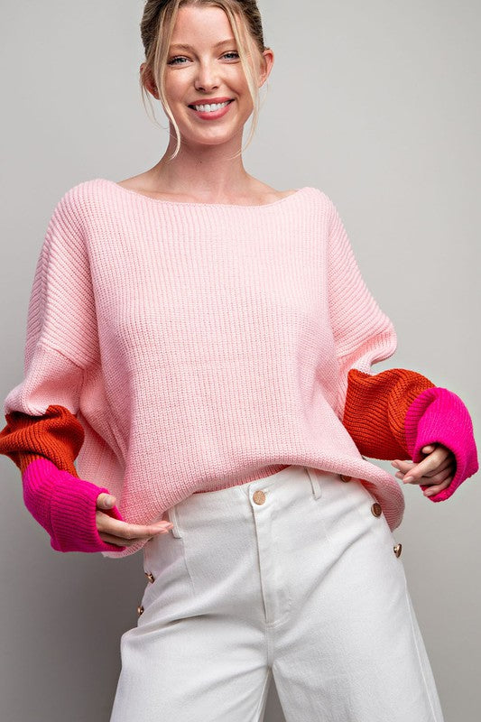 Color block sleeve on sale sweater