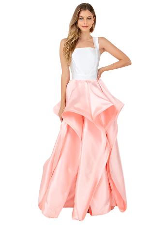 RUFFLE BOTTOM SATIN MAXI DRESS IN PINK The b Store