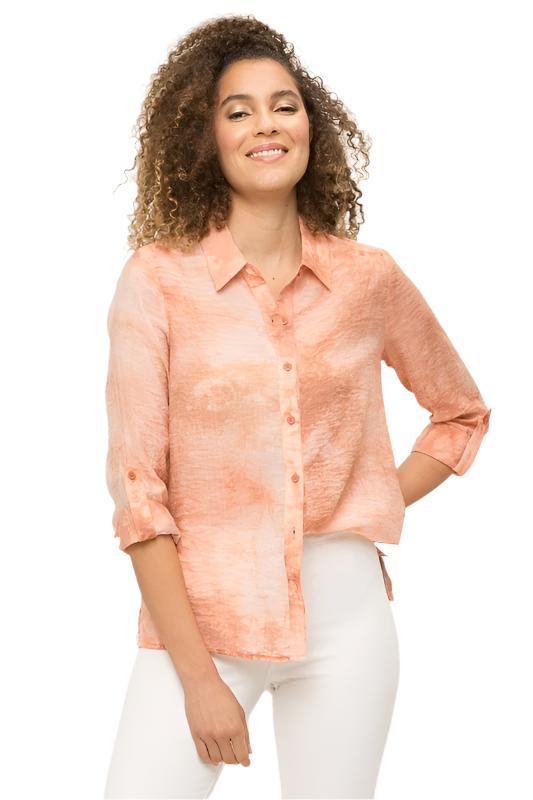 Semi sheer tie-dye button down shirt