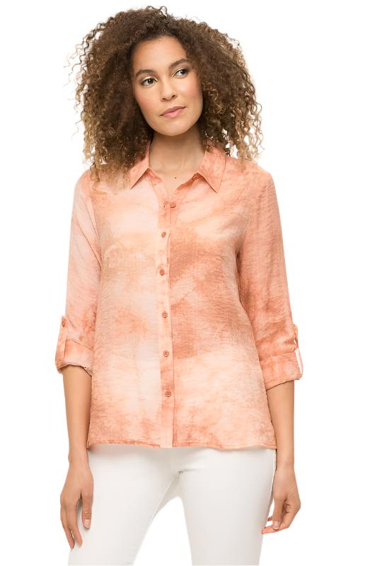 Semi sheer tie-dye button down shirt