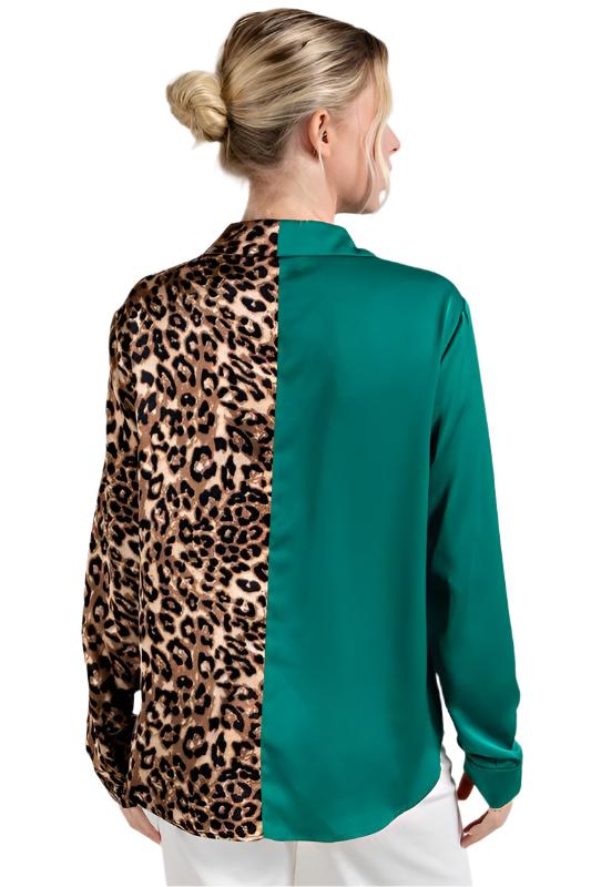 Split Leopard Printed Blouse