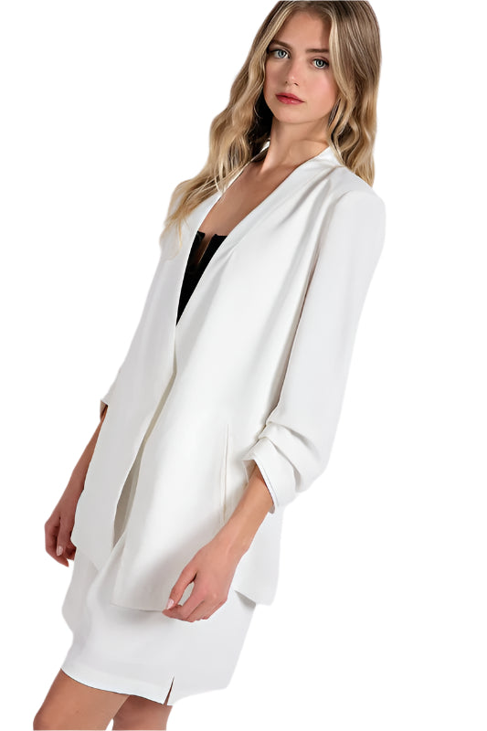 Ruched Sleeve Blazer