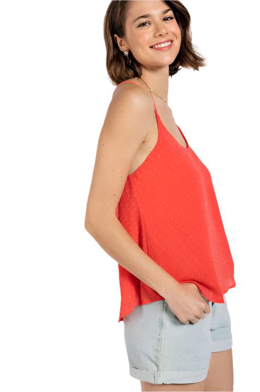 Swiss Dot Tank Top Coral