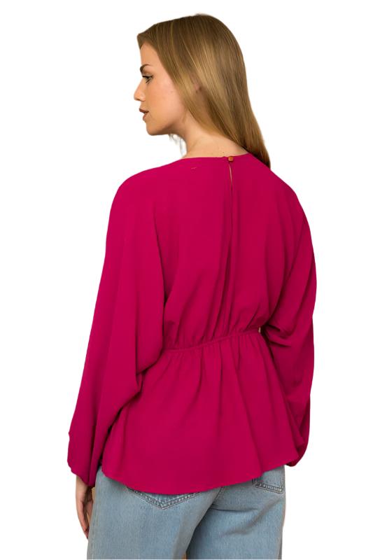 Long Sleeve Peplum V neck Top