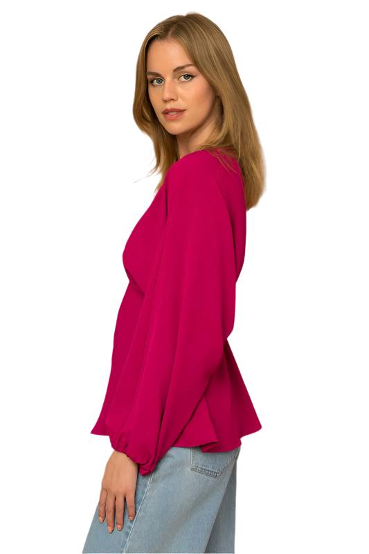 Long Sleeve Peplum V neck Top