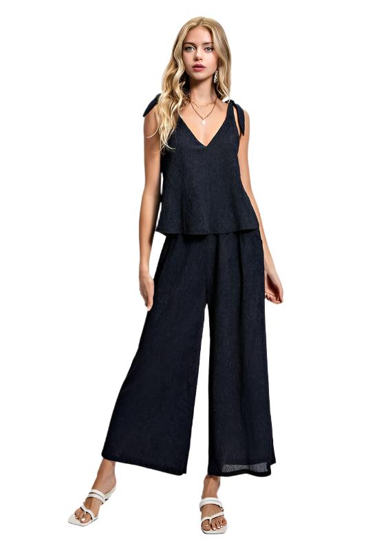 Set Illusion Jumpsuit With Shoulder Tie