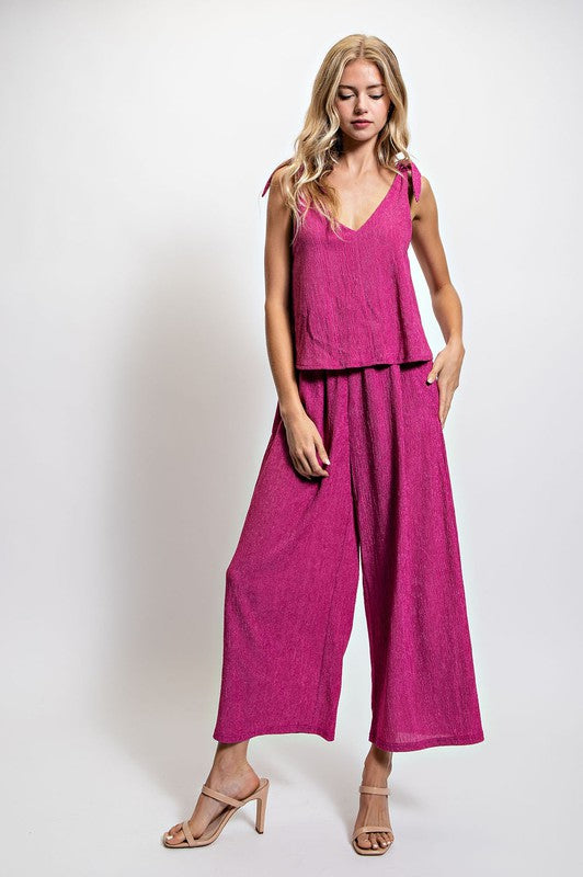 Set Illusion Jumpsuit With Shoulder Tie