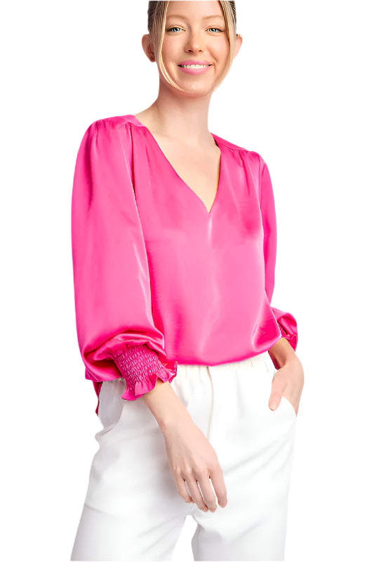 Satin V Neck Blouse