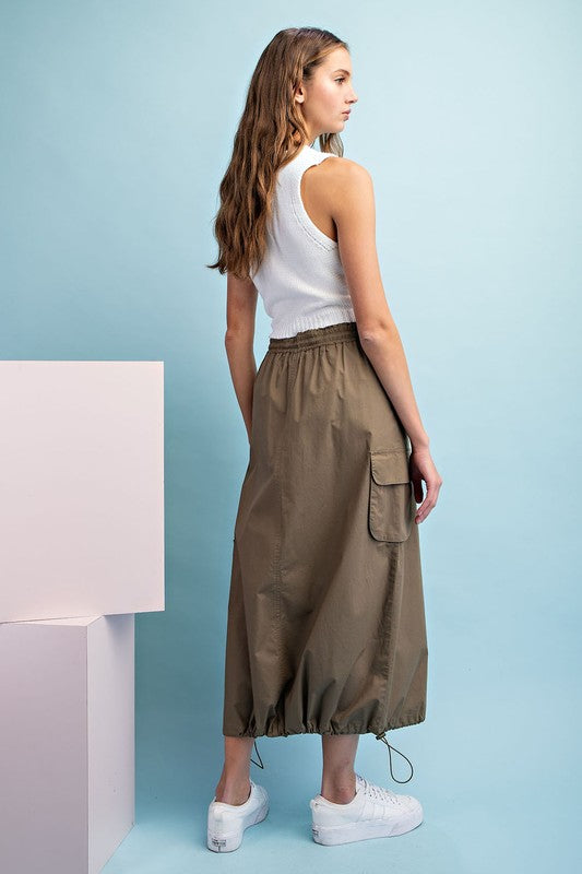 Solid Maxi Parachute Skirt