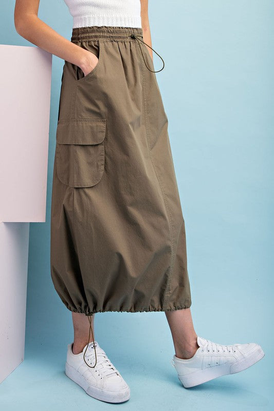 Solid Maxi Parachute Skirt