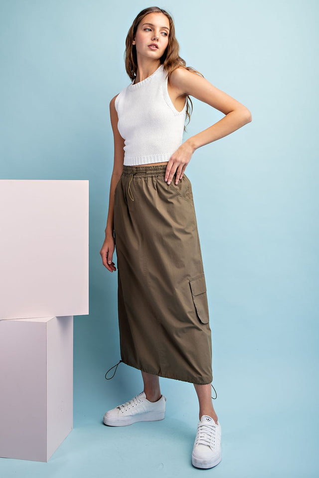 Solid Maxi Parachute Skirt