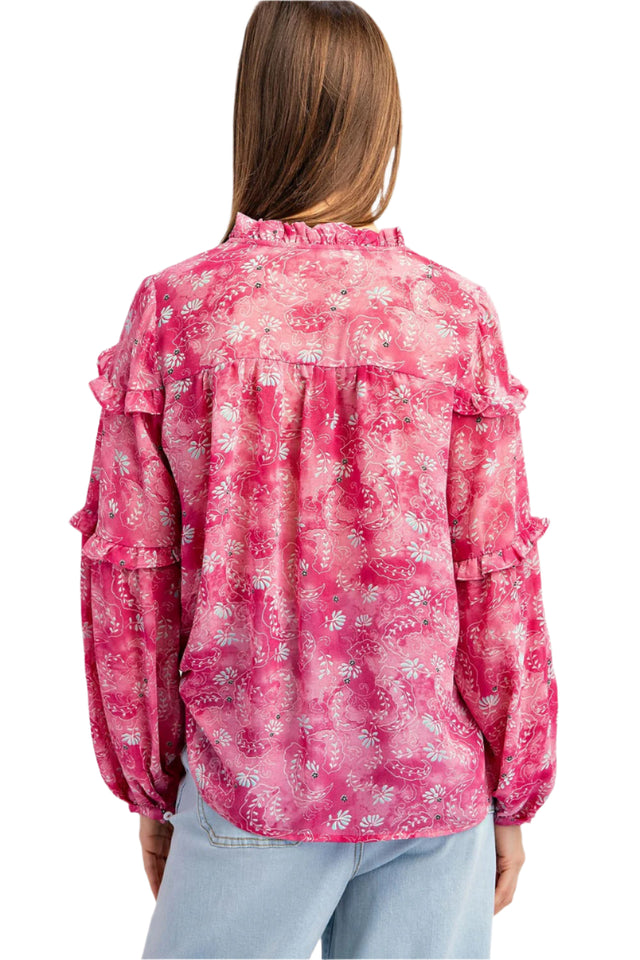 Floral Printed Ruffle Blouse