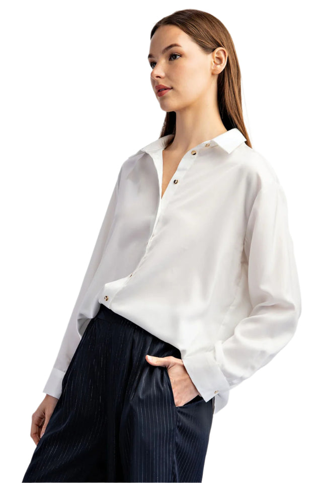 Button Front Collared Top