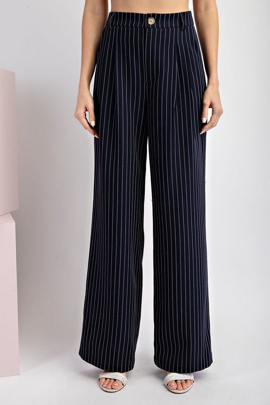 Pinstriped Straight Leg Pants