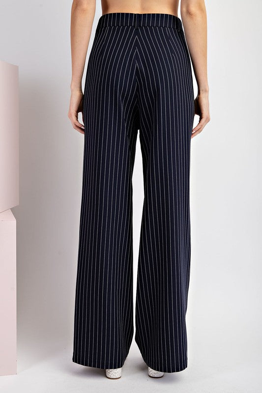 Pinstriped Straight Leg Pants