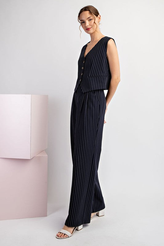 Pinstriped Straight Leg Pants