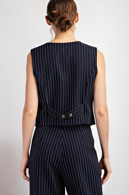 Pinstriped Sleeveless Vest Top