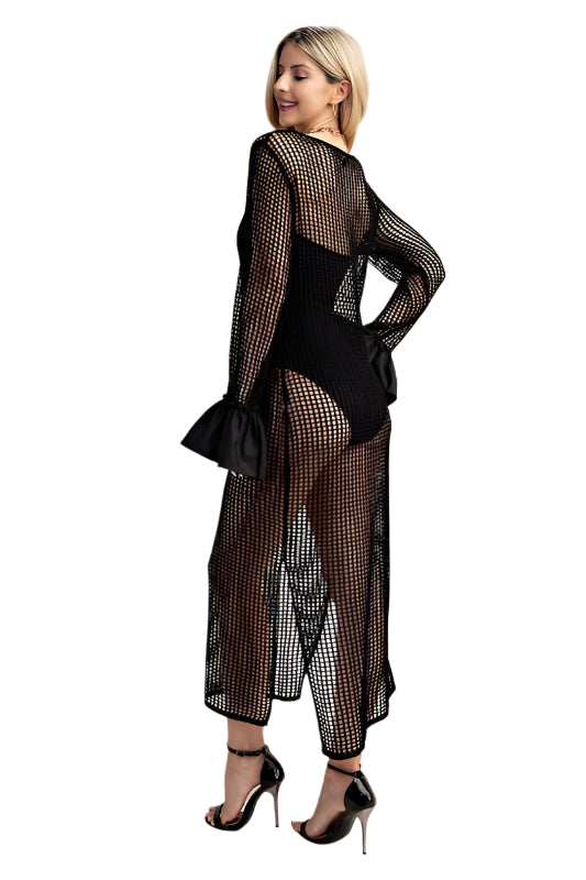 Fishnet Summer Dress with a Ruffled Cuff