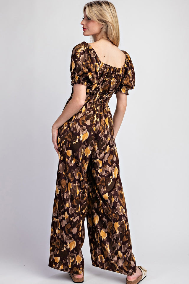 Print Puff Sleeve Jumpsuit