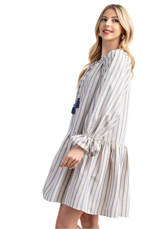 Lurex Striped Tie Front Mini Dress