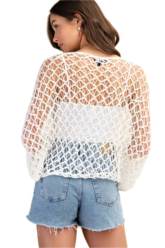 Crochet Summer Top with Long Sleeves