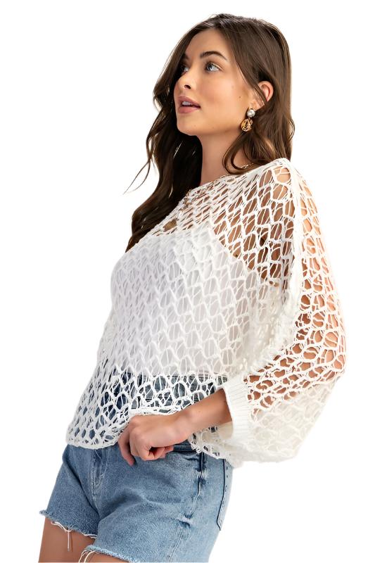 Crochet Summer Top with Long Sleeves