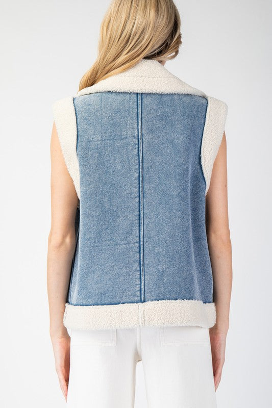 Denim shirt fur vest best sale