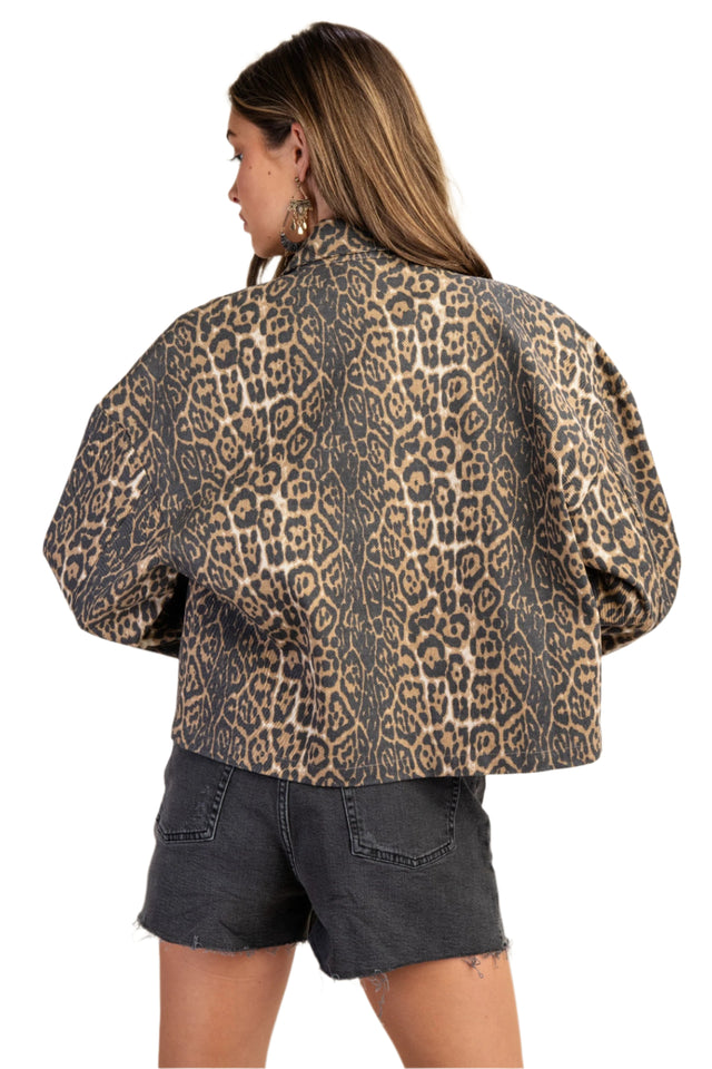 Leopard Print Oversized Shirt Jacket