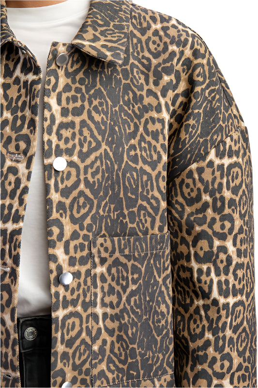 Leopard Print Oversized Shirt Jacket