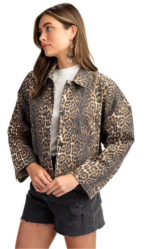 Leopard Print Oversized Shirt Jacket