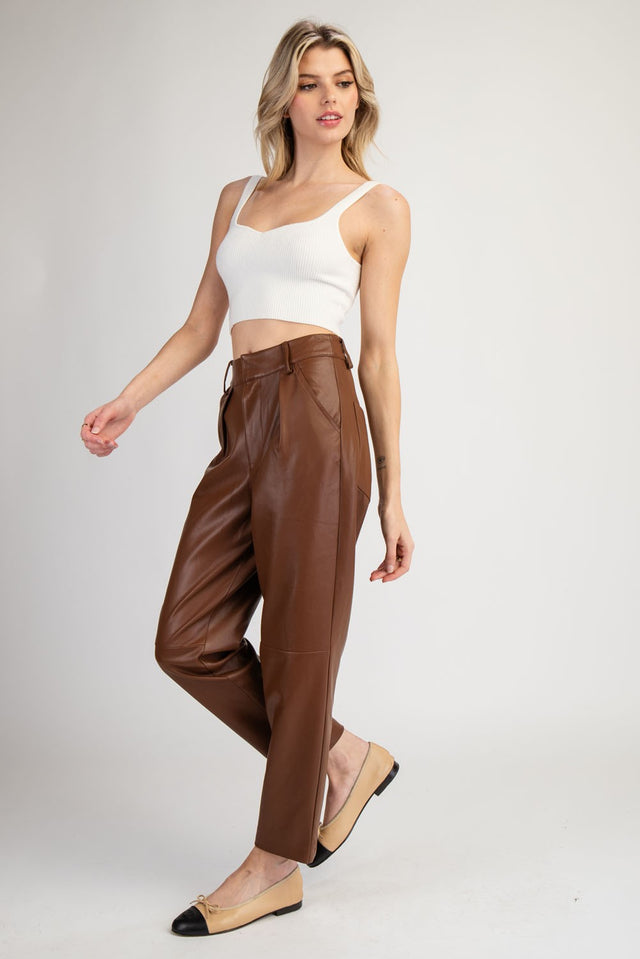 Pleather Straight Pants