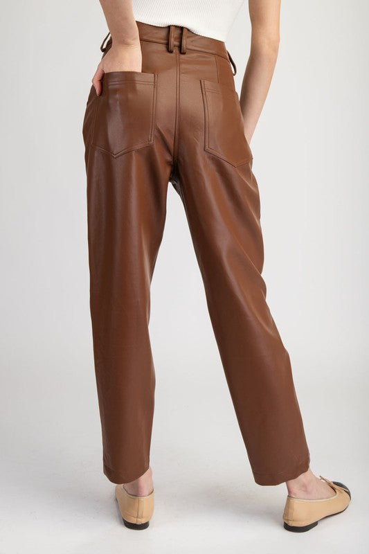 Pleather Straight Pants