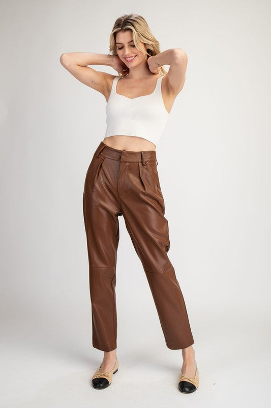 Pleather Straight Pants