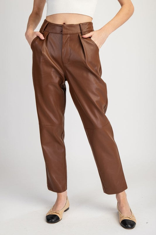 Pleather Straight Pants