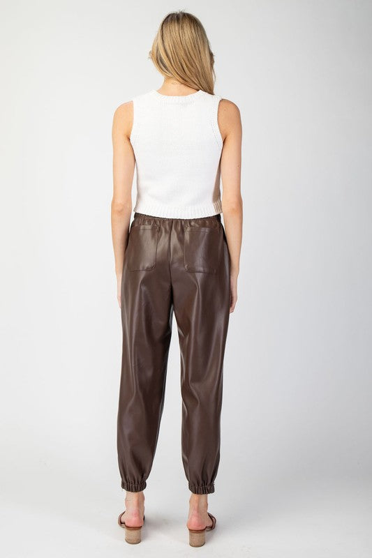 Pleather Jogger Pants