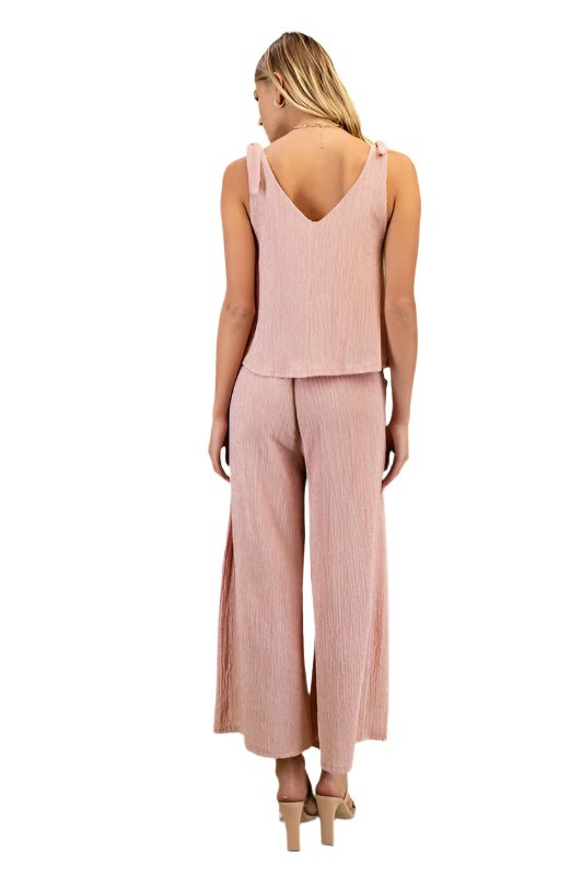 Set Illusion Jumpsuit with Shoulder Tie Detail