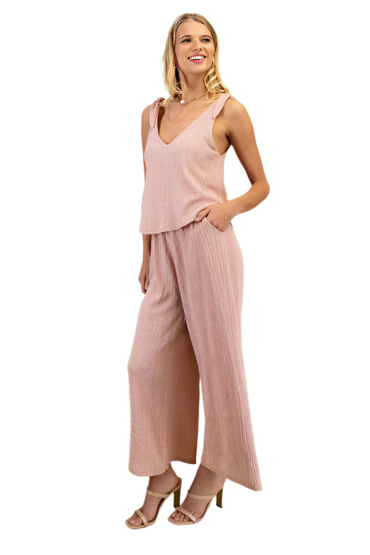 Set Illusion Jumpsuit with Shoulder Tie Detail