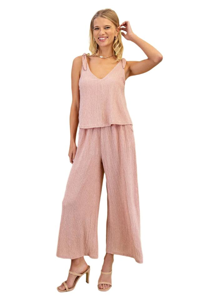 Set Illusion Jumpsuit with Shoulder Tie Detail