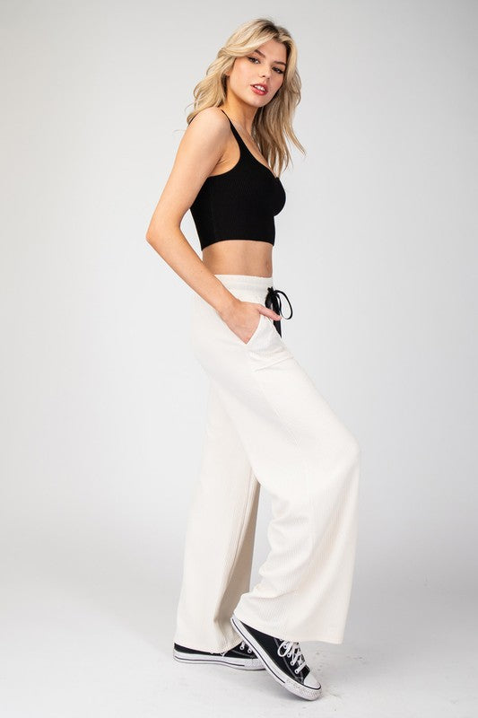 Textured Ribbon Straight Leg Pants