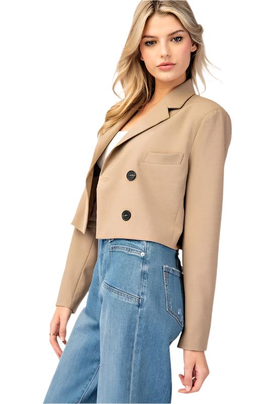 Cropped Double Button Jacket