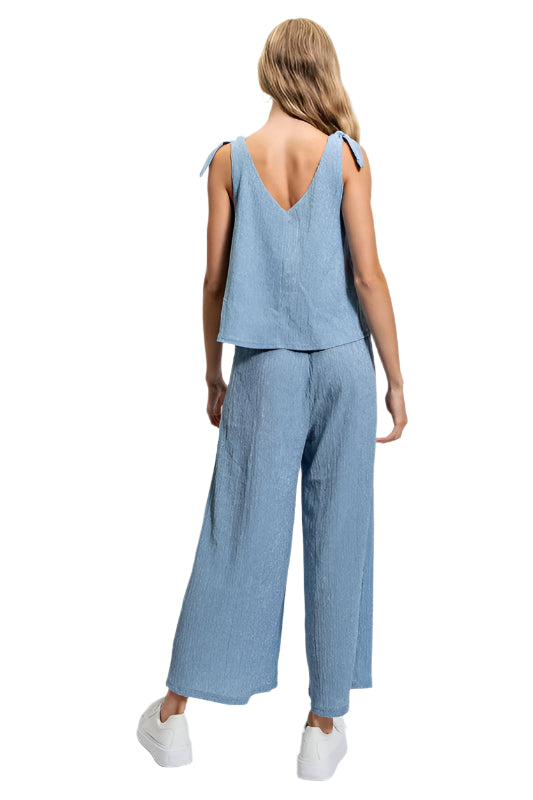 Set Illusion Jumpsuit with Shoulder Tie Detail