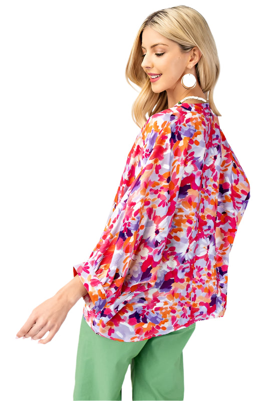 Floral Print V-Neck Blouse