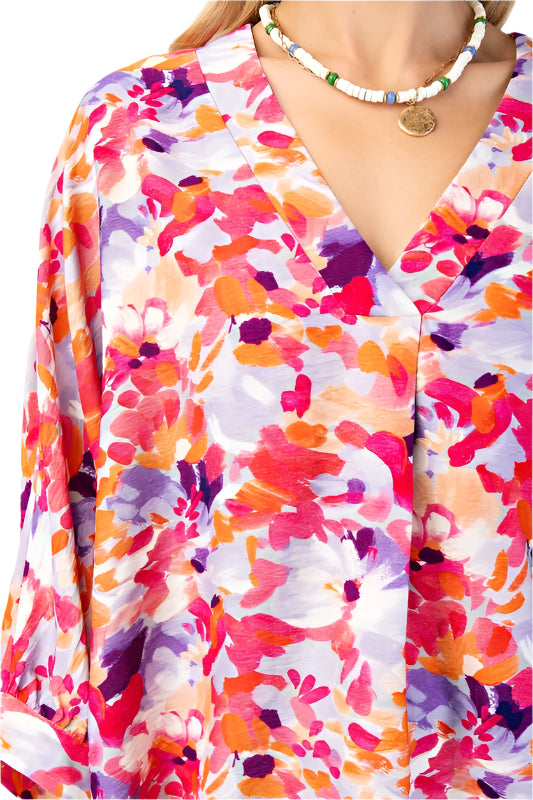 Floral Print V-Neck Blouse