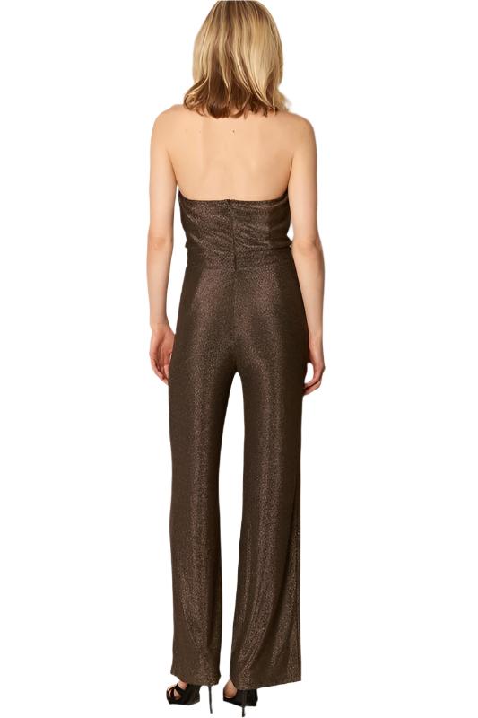 Halter Cowl Neck Glitter Metallic Jumpsuit