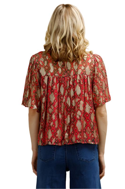 Short Sleeve Lurex Blouse