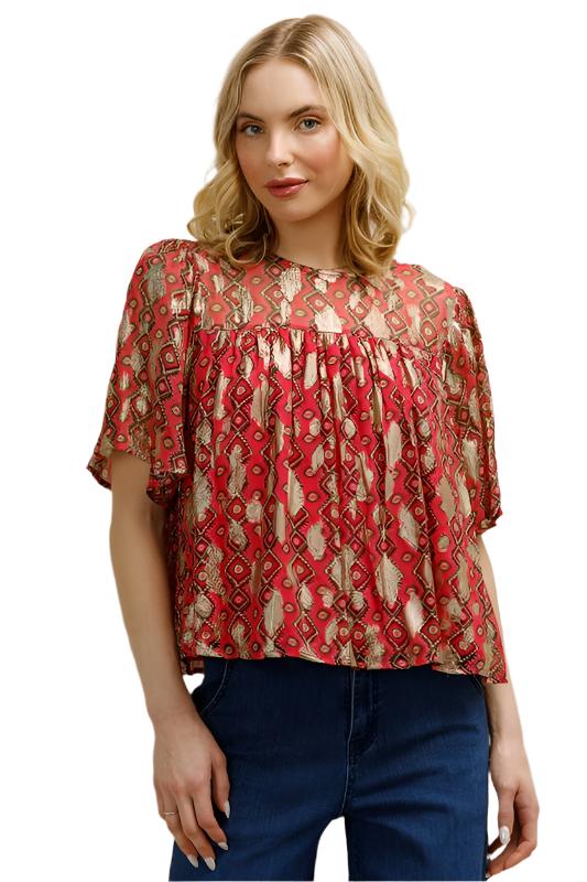 Short Sleeve Lurex Blouse