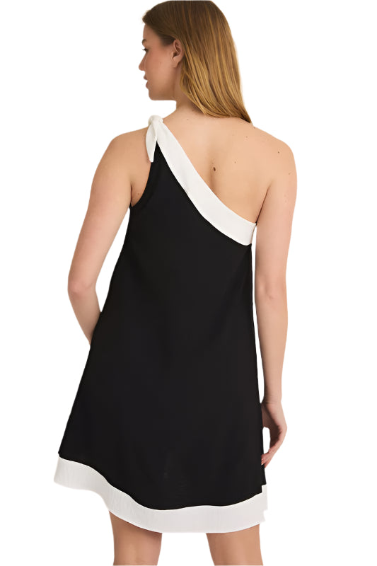 One Shoulder Tie Sleeveless Dress