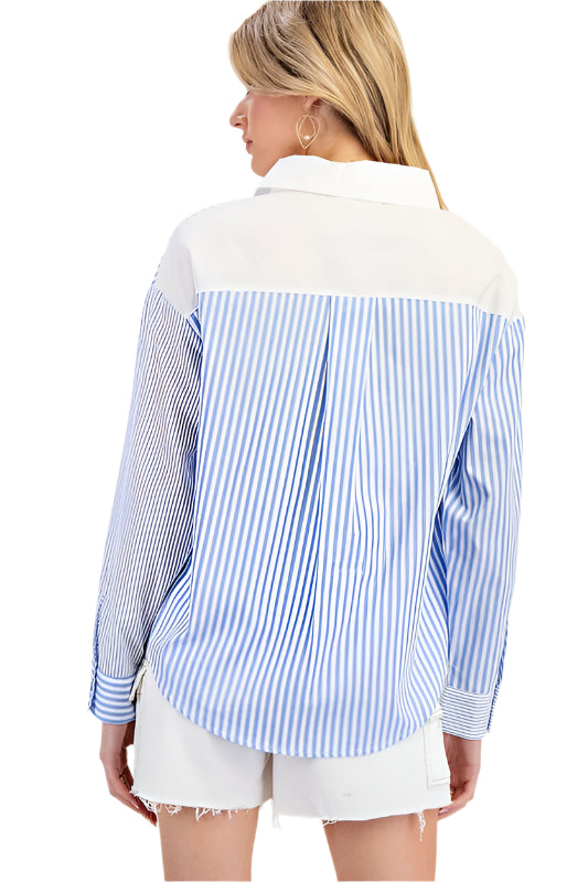 Striped Color Block Long Sleeve Shirt